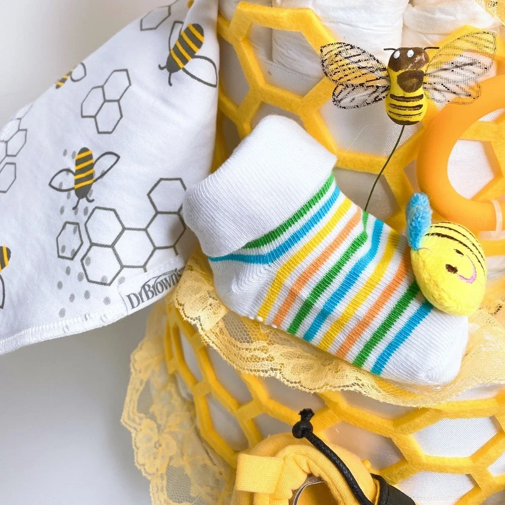 Teddy Bear Diaper Cake, Honey Bee Diaper Cake